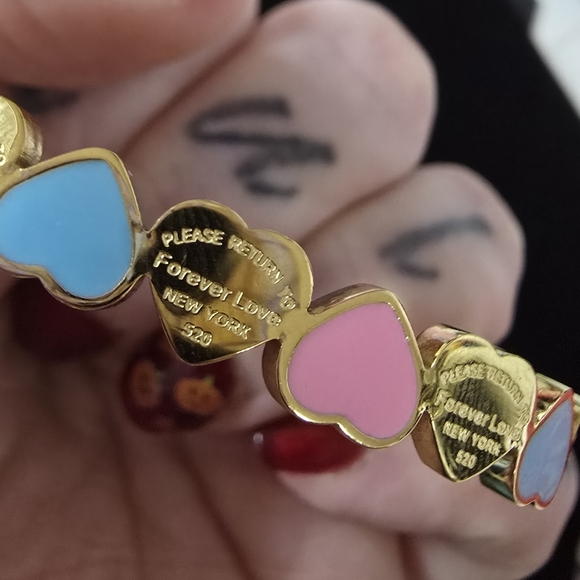 18K PLATED GOLD TITANIUM STEEL LUX INSPIRED BANGLE BRACELET - Picture 2 of 11